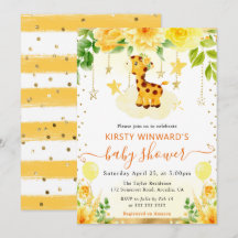 Waterverf Mooie Bloemige Giraffe Baby Shower