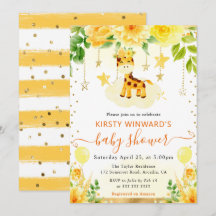 Waterverf Mooie Bloemige Giraffe Baby Shower