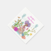 Waterverf mooie bruine kleine zeemeerdag servet (Hoek)