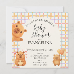 Waterverf Mooie Capybara Baby Shower Kaart