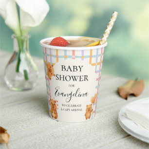 Waterverf Mooie Capybara Baby Shower Papieren Bekers