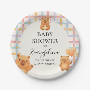 Waterverf Mooie Capybara Baby Shower Papieren Bordje