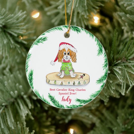 Waterverf Mooie Cavalier King Charles Spaniel Keramisch Ornament (Boom)