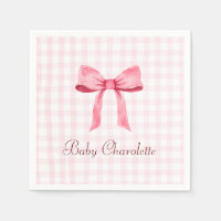 Waterverf Mooie Classic Gingham Roze Bow Meisje