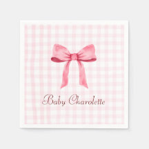 Waterverf Mooie Classic Gingham Roze Bow Meisje