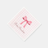 Waterverf Mooie Classic Gingham Roze Bow Meisje Servet (Hoek)
