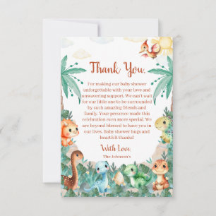 Waterverf Mooie Dinosaur Boy Baby Shower Bedankkaart