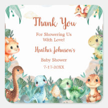 Waterverf Mooie Dinosaurus Jongen Baby Shower