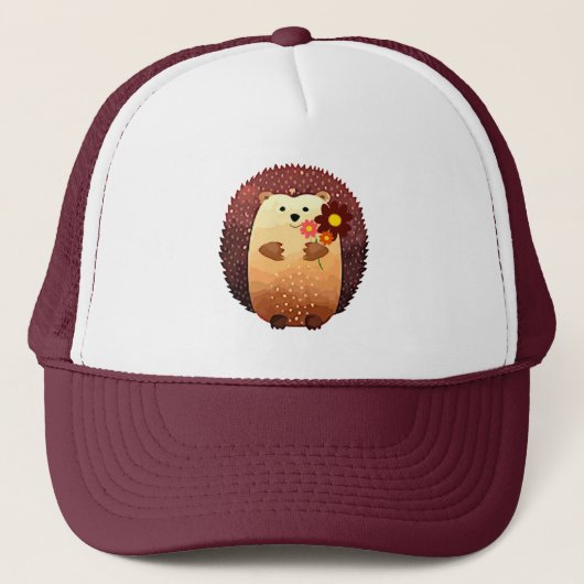Waterverf Mooie Egel Dier Trucker Hoed Pet (Voorkant)