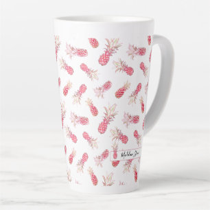 Waterverf mooie en exotische roze anananassen latte mok