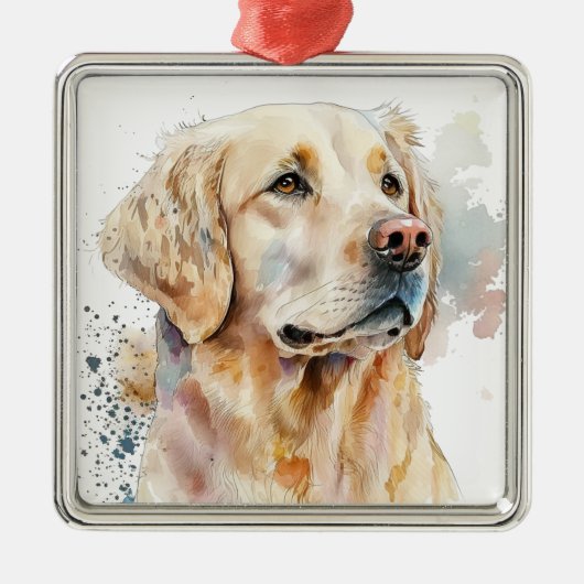 WATERVERF MOOIE GOLDEN RETRIEVER HOND METALEN ORNAMENT (Voorkant)