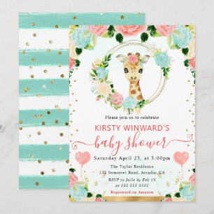 Waterverf Mooie Jungle Giraffe Babyfeestje Kaart