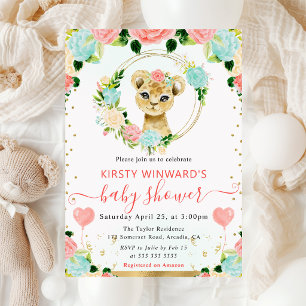 Waterverf Mooie Jungle Leeuw Baby Shower Kaart