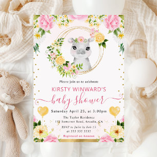 Waterverf Mooie Jungle Nijlpaard Baby Shower Kaart