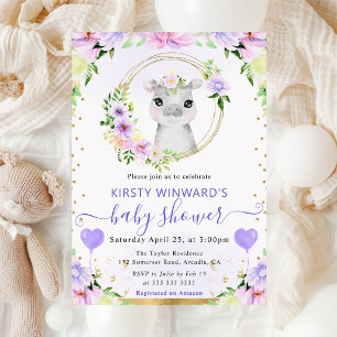 Waterverf Mooie Jungle Nijlpaard Baby Shower Kaart