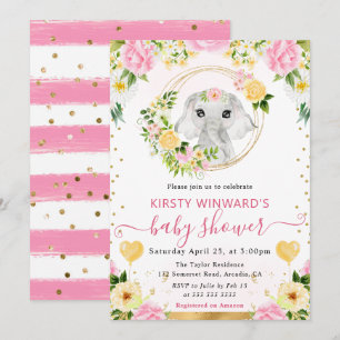 Waterverf Mooie Jungle Olifant Baby Shower Kaart