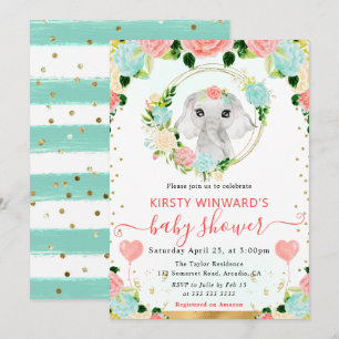 Waterverf Mooie Jungle Olifant Baby Shower Kaart