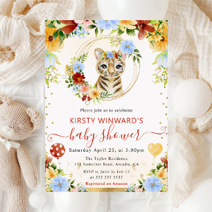 Waterverf Mooie Jungle Tijger Baby Shower Kaart