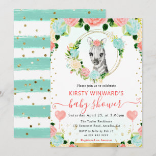 Waterverf Mooie Jungle Zebra Baby Shower Kaart