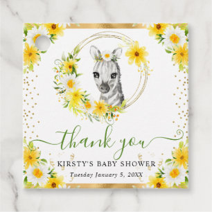 Waterverf Mooie Jungle Zebra Bloemige Baby Shower Bedankjes Labels