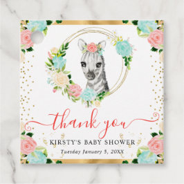 Waterverf Mooie Jungle Zebra Bloemige Baby Shower Bedankjes Labels