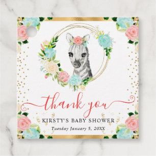 Waterverf Mooie Jungle Zebra Bloemige Baby Shower Bedankjes Labels