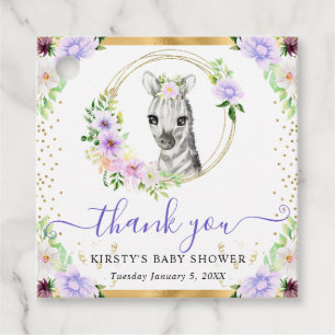 Waterverf Mooie Jungle Zebra Bloemige Baby Shower Bedankjes Labels