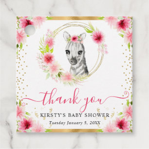 Waterverf Mooie Jungle Zebra Bloemige Baby Shower Bedankjes Labels