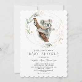 Waterverf Mooie Koala Groene Goud Baby Borrel  Kaart