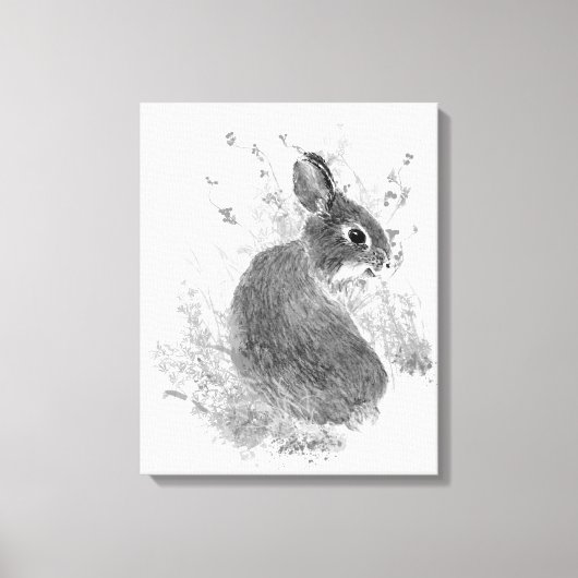 Waterverf Mooie Konijn Konijn Dier Kunst Canvas Afdruk (Voorkant)
