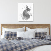 Waterverf Mooie Konijn Konijn Dier Kunst Canvas Afdruk (Insitu (Slaapkamer))
