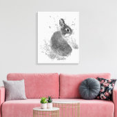 Waterverf Mooie Konijn Konijn Dier Kunst Canvas Afdruk (Insitu (Woonkamer))