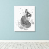 Waterverf Mooie Konijn Konijn Dier Kunst Canvas Afdruk (Insitu (Houten vloer))