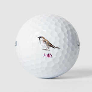 Waterverf Mooie Mus Vogel Dier Monogram Golfballen