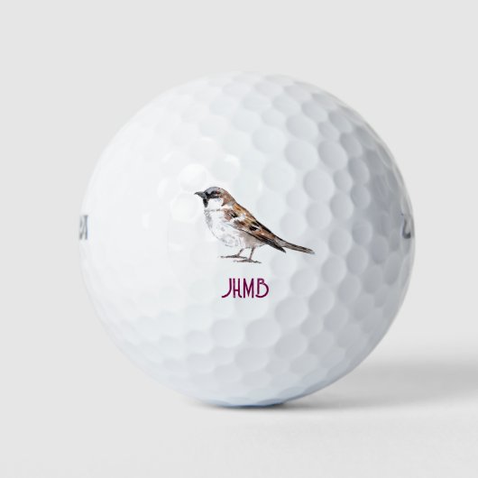 Waterverf Mooie Mus Vogel Dier Monogram Golfballen (Voorkant)