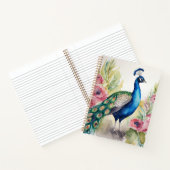 waterverf mooie pauw tussen de bloemetjes notitieboek (Binnen)