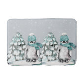 Waterverf Mooie Pinguïn Dennnenboom Kerstmis Badmat (Voorkant)