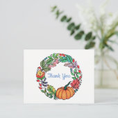 Waterverf mooie pompoen met bladeren briefkaart (Staand voorkant)