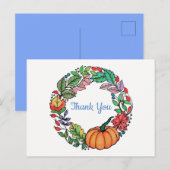 Waterverf mooie pompoen met bladeren briefkaart (Voorkant / Achterkant)