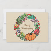 Waterverf mooie pompoen met bladeren kaart (Voorkant)