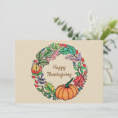 Waterverf mooie pompoen met bladeren kaart (Staand voorkant)