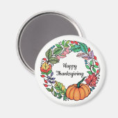 Waterverf mooie pompoen met bladeren magneet (Voorkant / Achterkant)