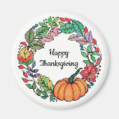 Waterverf mooie pompoen met bladeren magneet (Voorkant)