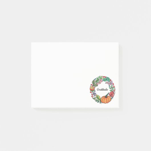 Waterverf mooie pompoen met bladeren post-it® notes (Voorkant)