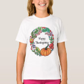 Waterverf mooie pompoen met bladeren t-shirt (Voorkant)