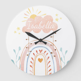 Waterverf Mooie Regenboog Kinderen Baby Nursery Grote Klok