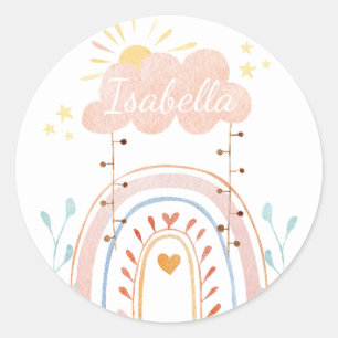 Waterverf Mooie Regenboog Kinderen Label
