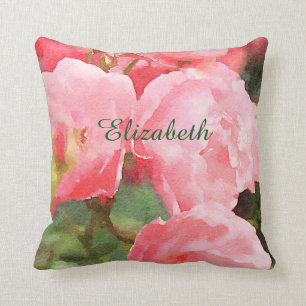 Waterverf Mooie Roze Engelse Rozen Bloemen Kussen