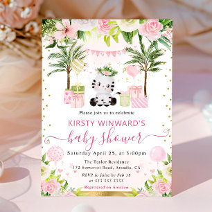 Waterverf Mooie Roze Jungle Zebra Baby Borrel Kaart