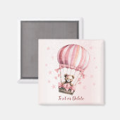 Waterverf Mooie Roze Teddbeer Heet Luchtballon Magneet (Voorkant / Achterkant)